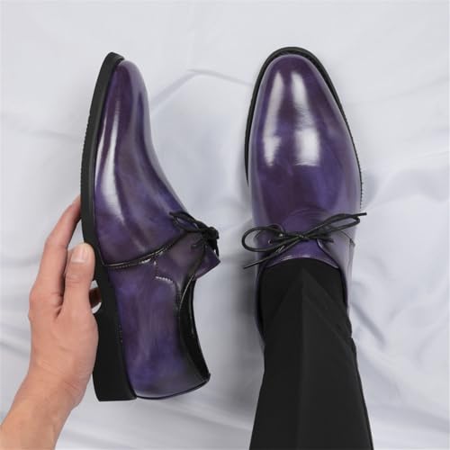 Men's Modern Classic Handmade Antique Brown Leather Lace-Up Oxford Dress Shoes Retro Non Slip Perforated Loafers for Business Formal Party Wedding Events Office4