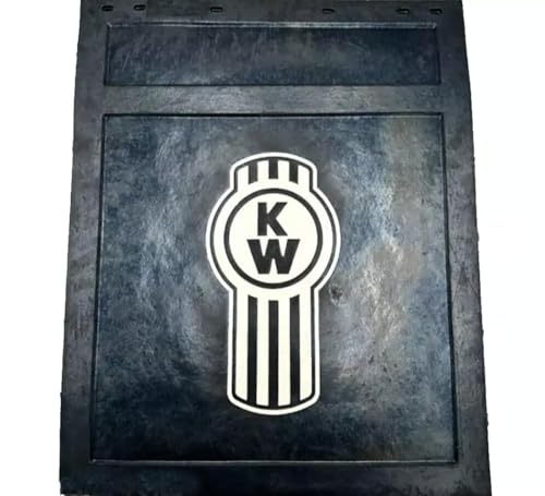 Kenworth Trucks Heavy Duty Black & White 24 x 30 x 3/8 Rubber Rear Mud Flaps- Set of 2
