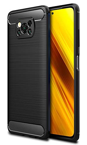 MOONCASE Case for Xiaomi Poco X3 NFC, Ultra-Thin Soft Lightweight TPU Protection Case Carbon Fiber Design Back Cover for Xiaomi Poco X3 NFC (Black)