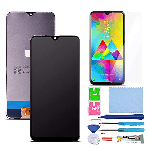 Pantalla LCD Táctil Asamblea Repuesto Compatible con Samsung Galaxy M20 2019 M205 M205F Negro con Herramientas + Película Templada