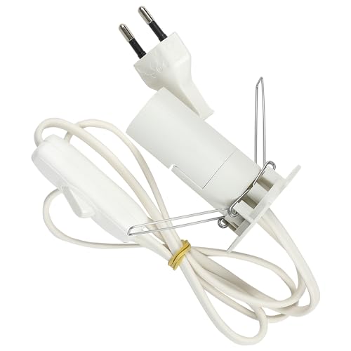 Portalámparas E14 con Interruptor y Cable de 1m, Base para Bombilla E14, Enchufe Europeo, Material PVC, Color Blanco - Ideal para Lámparas de Sal y Piedra - 1unit