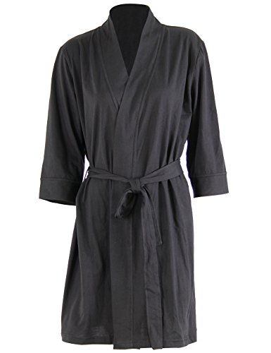 Godsen Women's Plus Size Comfort Cotton Sleepwear Bathrobe (M, Black)