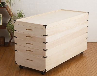 桐箱　5段　木製5段収納ユニット　きもの　和服　　おしゃれ　収納　キャスター付き 桐衣装箱 5段 キャスター付き 衣装ケース 桐ケース 押入れ収納