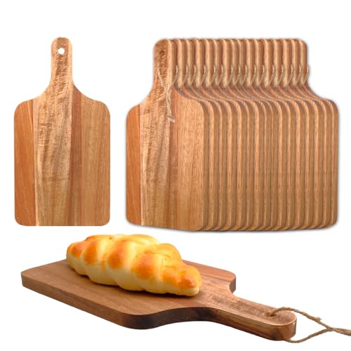 Juego de 18 tablas de cortar de madera Acacia con mango miniatura 1