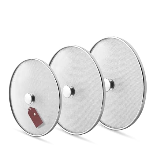 Image of Stainless Steel Mesh Food Cover Set, 20, 22, 25 cm Diameter (8, 9, 10 Inch), Splatter Screen Lids for Kitchen, Pack of 3
