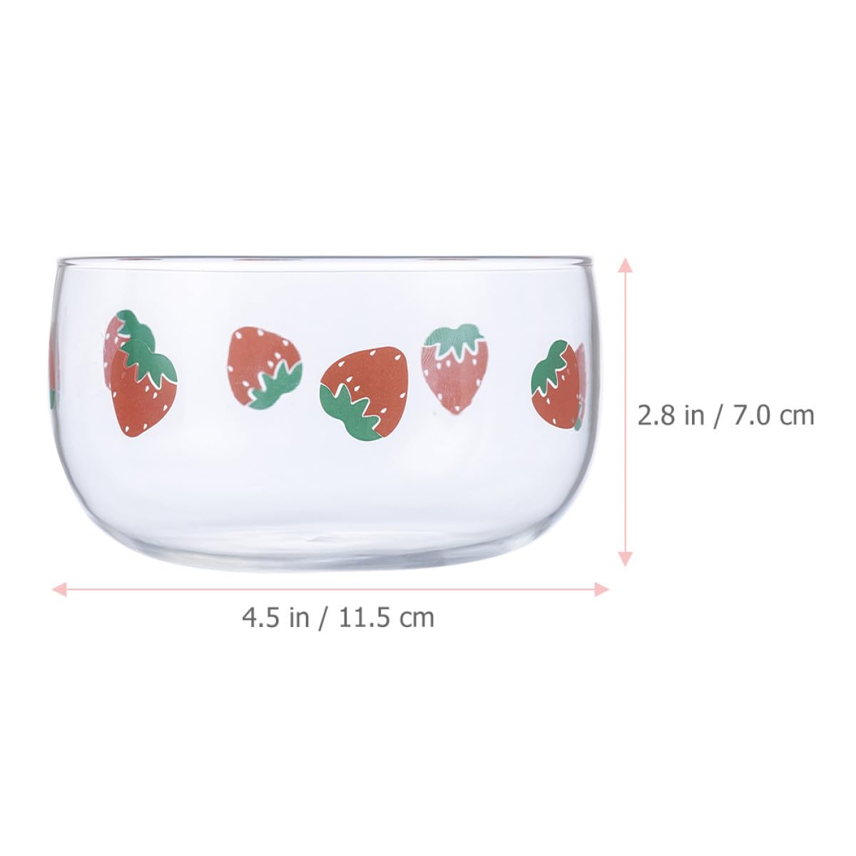 DOITOOL 4 Piezas Cuencos de Vidrio con Diseño de Fresas Bol para Ensalada y Postres Recipiente Transparente para Frutas para Cocina y Hogar Resistente y Decorativo