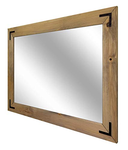 Accent Bracket Shiplap Rustic Wood Framed Mirror, 20 Stain Colors - Reclaimed Styled Wood, Large Wall Mirror, Big Mirror, Bathroom Mirror, Vanity Mirror, Full Length Mirror, Long Mirror