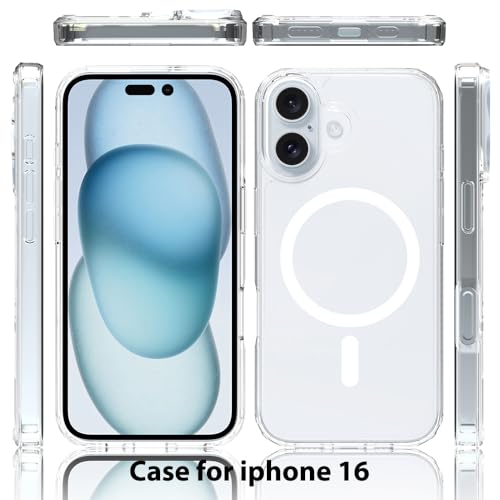Image of for iPhone 16 Case [Compatible with Magsafe] Translucent Matte Phone Cover, [10 FT Military Grade Drop Protection] Slim Durable Shockproof Protective Bumper (Transparent Magnetic, iPhone 16)