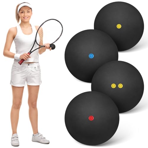 Kisangel 4Pcs Squash Bälle 45 Mm Hochelastizität SquashbäLle Bounce Bälle Für Wettbewerbstraining Und Übung Sportbälle Für Innenschläger Sport