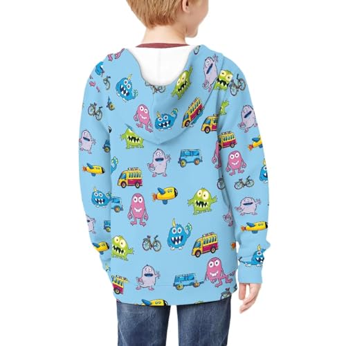 Boys Hoodie Kids Zip Hoodie Sweatshirt Cartoon Graphic Jacket Outwear Outfits Trendy Clothes with Pocket 6-124