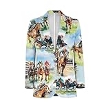Dremagia Horse Racing Derby Sports Coat for Men Race Day Celebration Jacket Big and Tall Derby Party Blazer with Pockets Modern Tailored Slim Fit Single Breasted Elegant Formal Wear