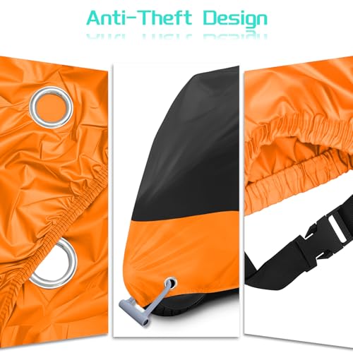 Motorrad Abdeckplane, Motorradabdeckung Wasserdicht Winterfest Staubdicht UV-Schutz mit Schlossloch, Outdoor Abdeckplane Motorrad für Motorroller Roller Moped, 245cmx105cmx125cm