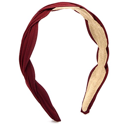 Twist Flower Headband - Colorful Jean Chiffon Broad Hairband for Women,Lady,Kids-Girls Hair Band(Red)