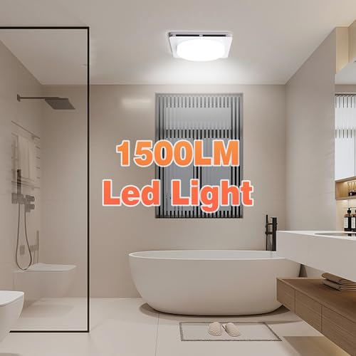 Extractores para Baños 2 en 1 con Luz LED, Ventilador de Extracción Silencioso de 40 W y 190 CFM, 1500 lm, Fácil Instalación, Control Remoto, Certificado UL miniatura 5