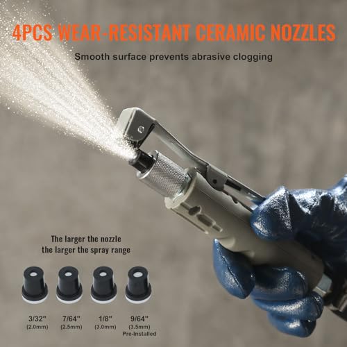 VEVOR Mobiles Sandstrahlgerät 75,7 L Sandstrahlanlage ca. 244 cm Arbeitsschlauch Sandstrahler 60–110 PSI Arbeitsdruck ideal zum Entfernen von Rost, Farbe, Flecken und das Polieren großer Flächen