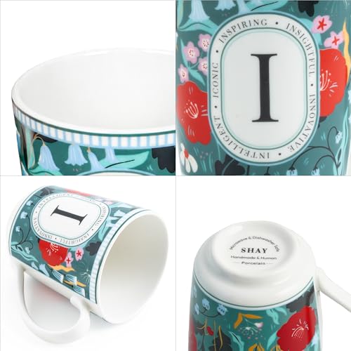 Image of Shay Alphabet Mug 300ml, Letter I Printed Coffee Mug for Girls, Boys, Friends | Ceramic Mug |Glossy Finish | Ceramic Coffee Cup | Porcelain | Microwave Safe (Alphabet Mug - I)