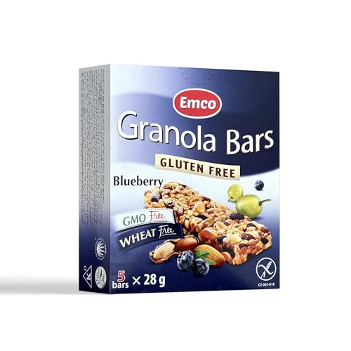 Pack De 5 Barritas De Granola Con Arándanos - Sin Gluten - Formatos Individuales De 28 G - Barritas De Cereales Ideales Para Picar Entre Horas - Emco