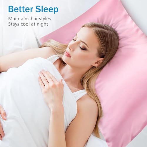 100% Mulberry Silk 19 Momme Charmeuse Silk Pillowcase With Silky Satin underside for Hair and Skinfor Hair and Skin 1pc 50 x 75 cm(Pink) - Image 3