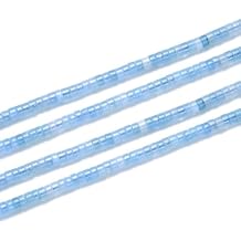 Adabele 14.5 Inch Natural Blue Aquamarine Quartz Healing Gemstone 4mm x 2mm Small Heishi Tube Rondelle Beads Gem Stone Spacer 145-155pcs for Jewelry Making GH-C28