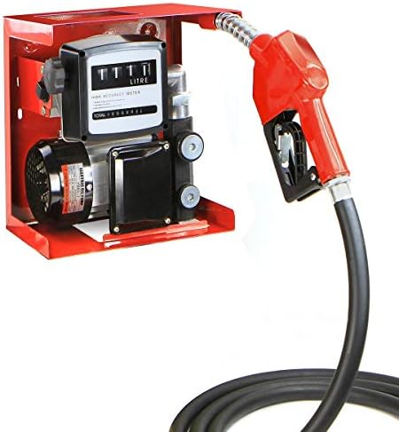 STKUSA Stark 110V Electric Diesel Oil Fuel Transfer Pump w/Meter + Discharge Hose & Nozzle Set, Red (21110)
