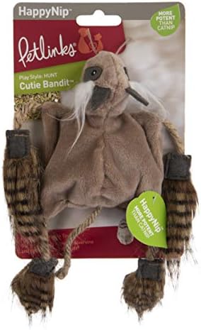 Petlinks HappyNip Cutie Bandit Cat Toy, Contains Silvervine & Catnip - Brown, One Size