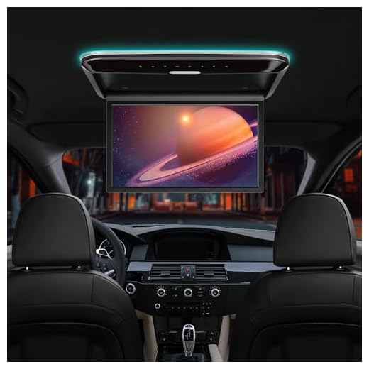 XTRONS 14 Inch Car Overhead Player, Wide HD Car Roof Mount Monitor Built-in Stereo Speakers, Overhead Flip Down Car Monitor Support HDMI USB Input