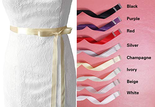 Lovful Bridal Crystal Rhinestone Braided Wedding Dress Sash Belt,Champagne Sash,One Size