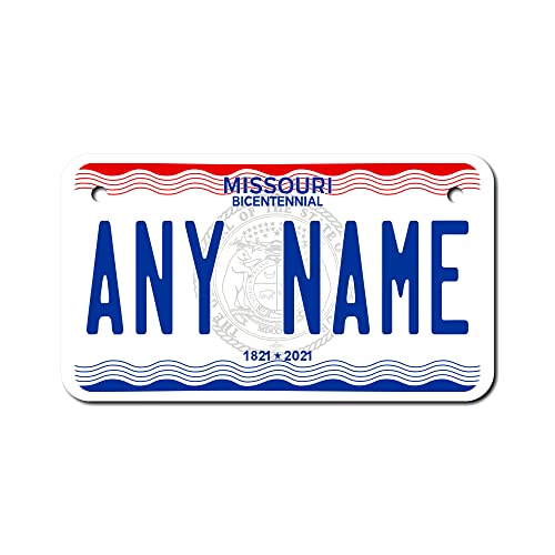 TEAMLOGO - Personalized Missouri License Plate - Custom Aluminum Name, Text, or Number Plate - Customized Golf Cart Accessories, ATVs, Mini Bikes and Motorcycles - USA-Made Quality (Ver 3, 4
