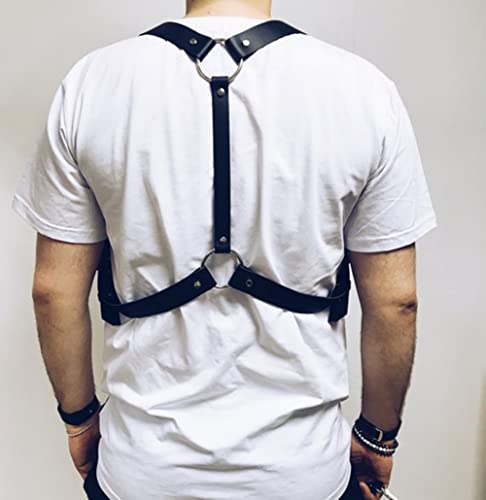 Leather Body Chain Chest Harness Belt Suspenders Adjustable Buckle Straps for Men Gay Party Costume2