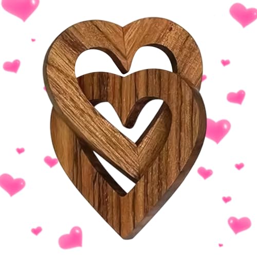 Corazones entrelazados de madera, decoración de mesa con diseño romántico unido, artesanía de corazón con elegante función de exhibición, para recién casados, parejas, decoración del hogar, amantes de