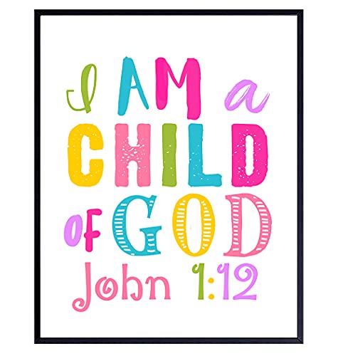 Image of I Am A Child Of God Girls Room Decor - Religious Christian Wall Art - Little Girls Bedroom Decor - Toddler Girl Bedroom - Baby Girl Room - Nursery Artwork - Bible Verses Scripture Wall Decoration