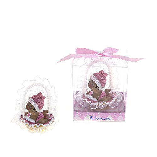 Lunaura Baby Keepsake - Juego de 12 cestas étnicas negras con texto en inglés 'Girl', color rosa