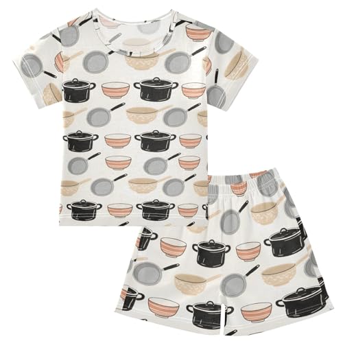 Pajama Sets Pots Pans Short Sleeve Summer Sleepwear 2 Piece Pjs