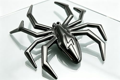 Image of 3D Spider Chrome Emblem Badge Sticker Decoration for Car, Truck, Motorcycle, RV, Scooter, SUV, Door, Window (Black Flash Spider)