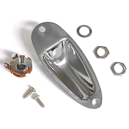 Saphue Guitar Input Jack Socket Plate Output Loaded Boat Style 1/4 Inch With Screws For Fender Stratocaster Strat St Mono Electric Guitar For Electric Guitar Replacement Parts（Chrome） #TOP6