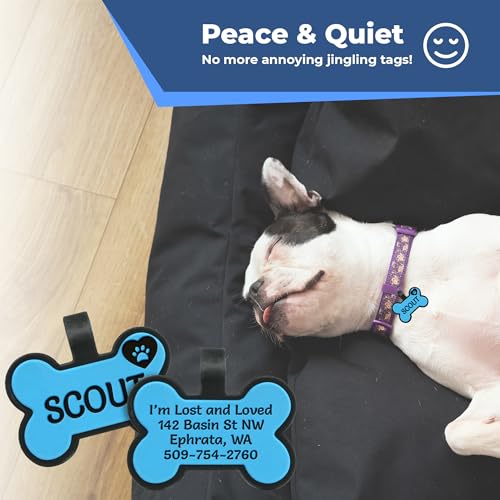 GoTags Silicone Dog Tags, Soundless Pet Tag, Personalized Silent Tag Engraved for Pets with Cute Custom Designs, for Dogs and Cats, (Bone, Blue) GoTags Silicone Dog Tags, Soundless Pet Tag, Personalized Silent Tag Engraved for Pets with Cute Custom Designs, for Dogs and Cats, (Bone, Blue)
