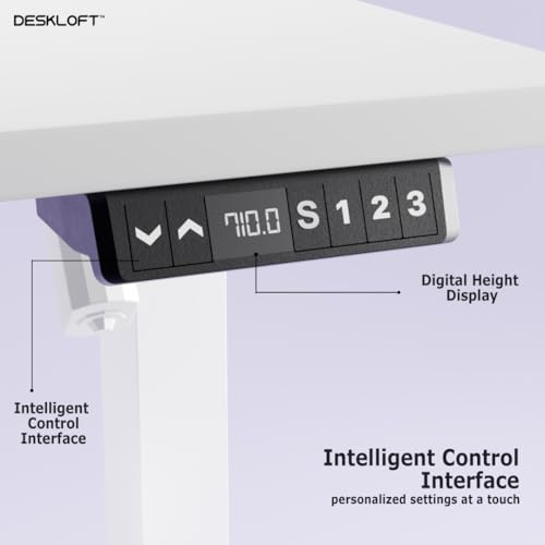 Image of Electric Standing Desk - Height Adjustable Sit-Stand Workstation, Ergonomic Motorized Desk with Walnut Wood Grain Top & White Frame, 1200x600 mm, Home Office Computer Desk