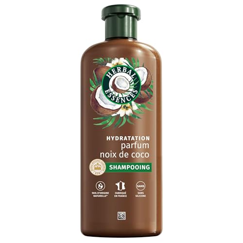 Herbal Essences Feuchtigkeitsspendendes Shampoo, Kokosduft, 250 ml, sehr trockenes Haar, hilft zu nähren und zu glätten, für weiches Haar, Inhaltsstoffe natürlichen Ursprungs, ohne Silikon, vegan
