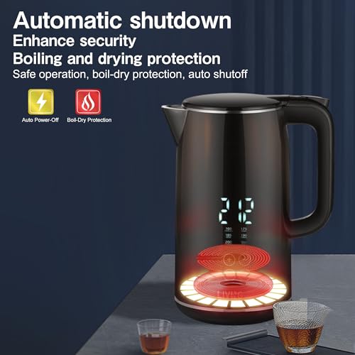 LIVINGbasics Smart Temp Digital Electric Kettle with 6 Temperature Settings, Cool Touch Double Layer, Full Stainless Steel Interior 1.7-Liter 1500W by LIVINGbasics - Image 4