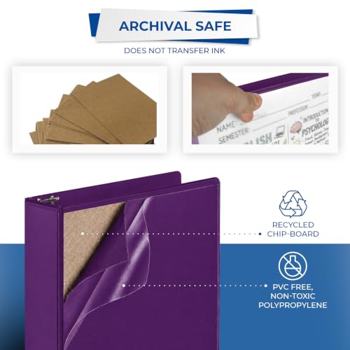 Image of Samsill Durable 2 Inch Binder, D Ring Binder, Customizable Clear View Cover, Purple, 12-Pack, Holds 475 Pages