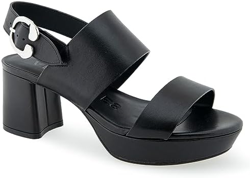 Aerosoles Women's Camera Heeled Sandal, Black Leather, 9 | Image 1