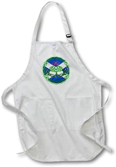 3dRose Full Length Apron - A Scottish Thistle Symbol with Saint Andrews Cross Flag Background. (apr_295633_1)