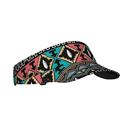 Native American Patterns Sports Sun Visor Hats Empty Top Baseball Cap Outdoor Adjustable Sun Visor Caps For Women And Men Black #TOP3