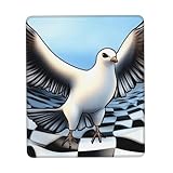Tappetino per mouse personalizzato con un uccello surrealistico con sfondo a scacchiera, design unico per giochi e ufficio, stampa a colori, base in gomma antiscivolo, perfetto per computer portatili