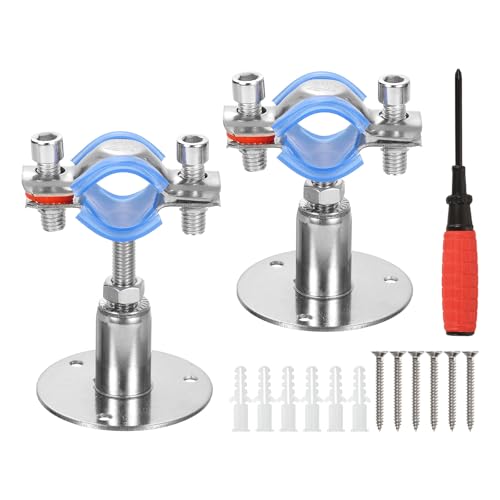 uxcell 2pcs Pipe Support, Stainless Steel Wall Mount Ceiling Mount Pipe Support Bracket, Adjustable Height 30-50mm for OD Pipe 25-28mm