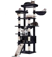 Heybly Kratzbaum, 200 cm hoch, Katzenbaum, mit 11 Kratzsäulen, groß Plattformen, 2 Korb, Hängemat...