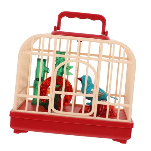 BESPORTBLE Oiseau Chantant Cage par Voix avec Sons Réalistes et Électrique Interactif pour Garçon Fille Décor Animé Rouge sans Pile