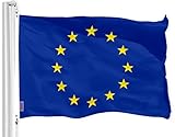 G128 European Union Flag | 3x5 Ft | LiteWeave Pro Series Printed 150D Polyester | Country Flag, Indoor/Outdoor, Vibrant Colors, Brass Grommets, Thicker and More Durable Than 100D 75D Polyester
