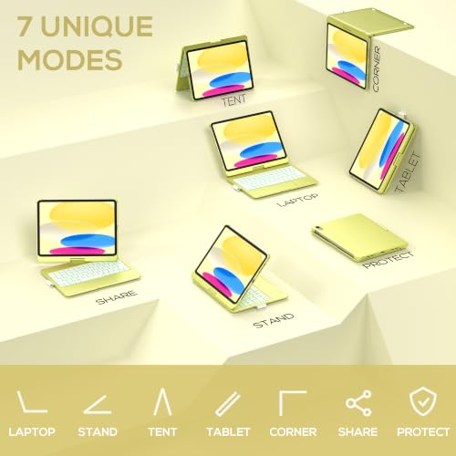 Image of typecase Touch iPad 11th 10th Generation Case with Keyboard (11 inch 2025, A16 & 10.9 inch 2022) - 360 Rotatable, 11-Color Backlit, Multi-Touch Trackpad, Pencil Holder, Thin & Light - Citrus