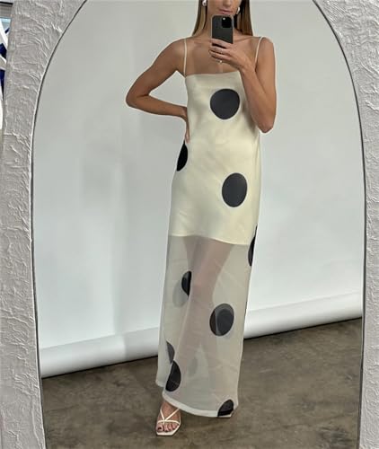 Image of Yuemengxuan Boho Maxi Dresses for Women Spaghetti Strap Flowy Smocked Long Dress Casual Summer Vacation Beach Maxi Dress